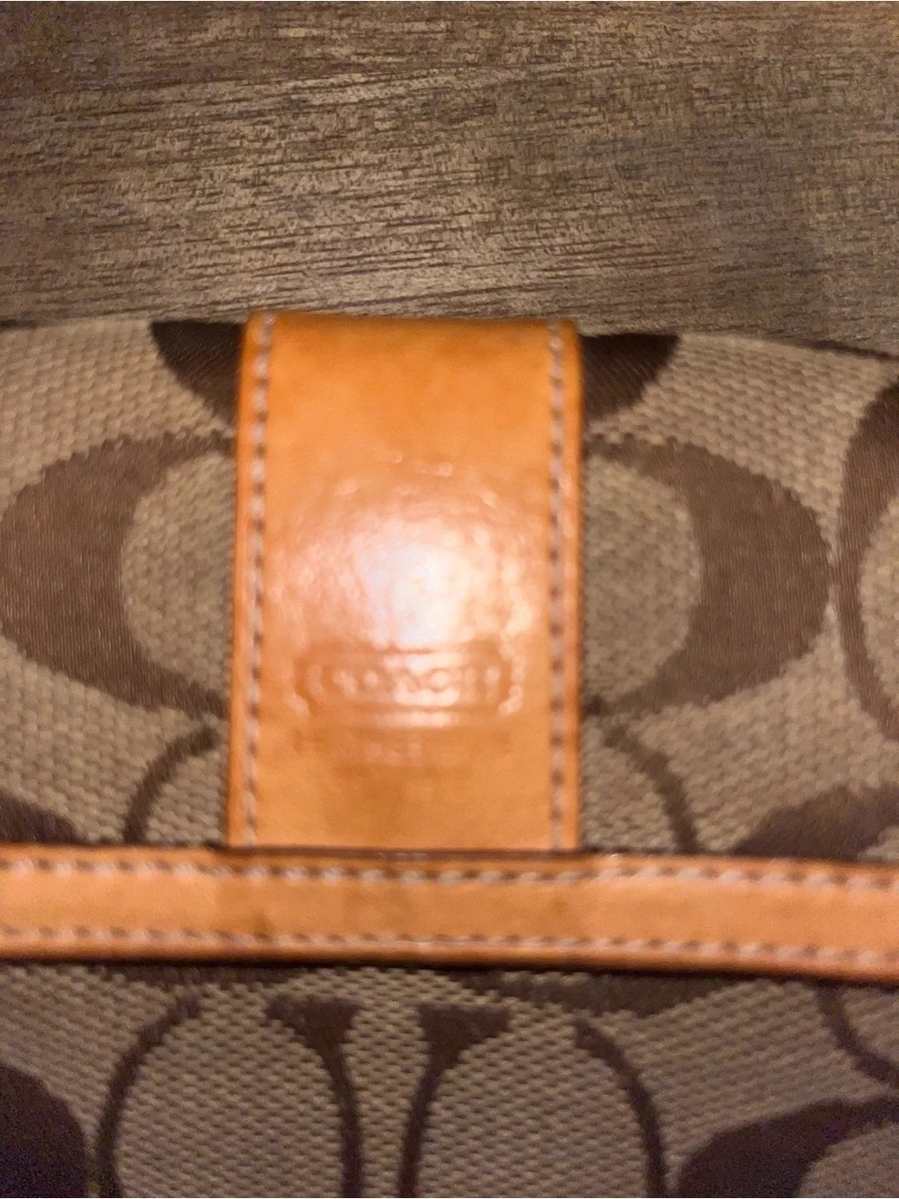 Coach Brown Signature Canvas Bifold Wallet with Tan Leather Trim